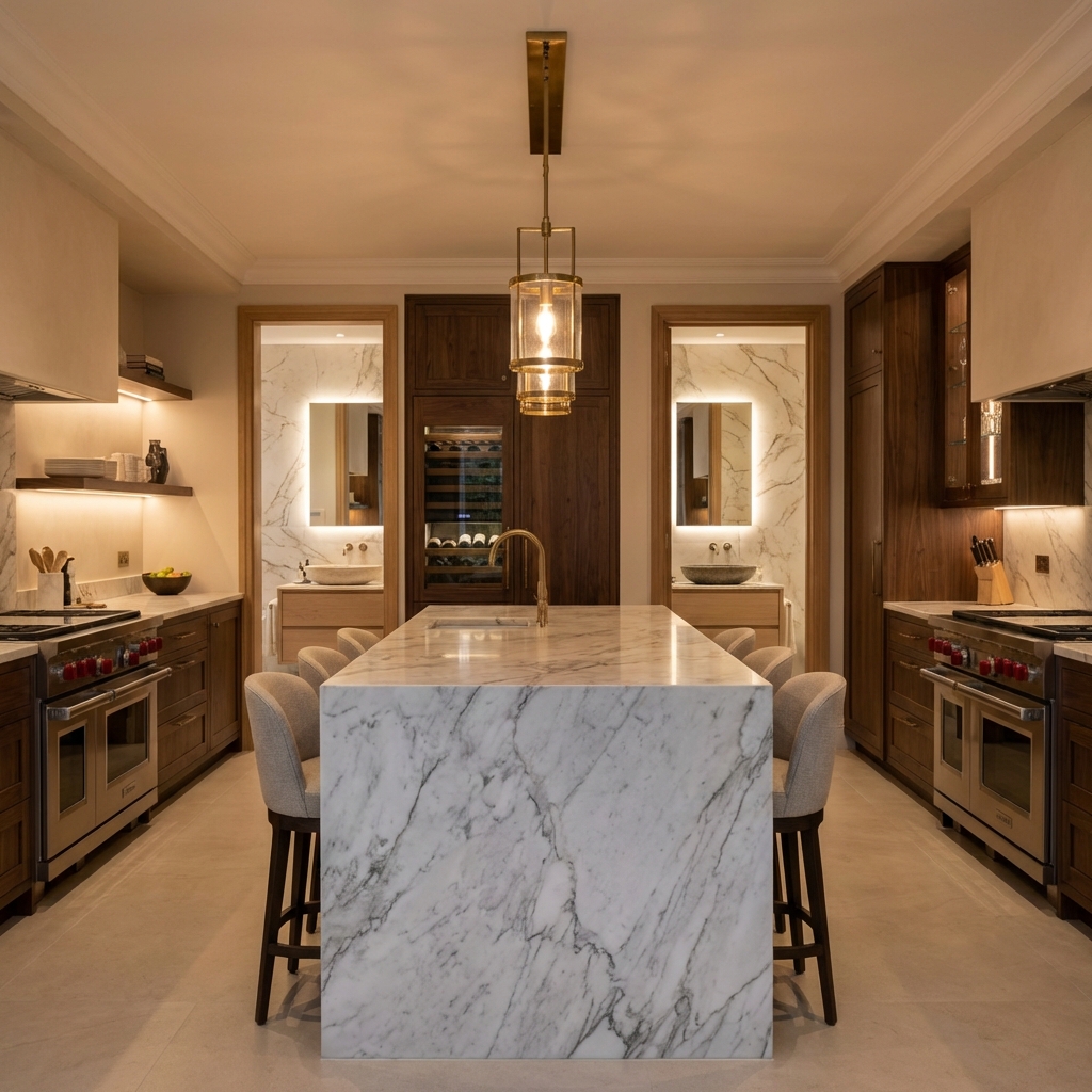 3D render of luxury kitchen design