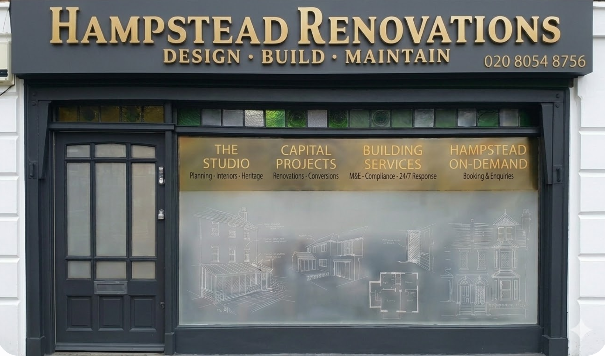 Hampstead Renovations design studio and headquarters on Finchley Road
